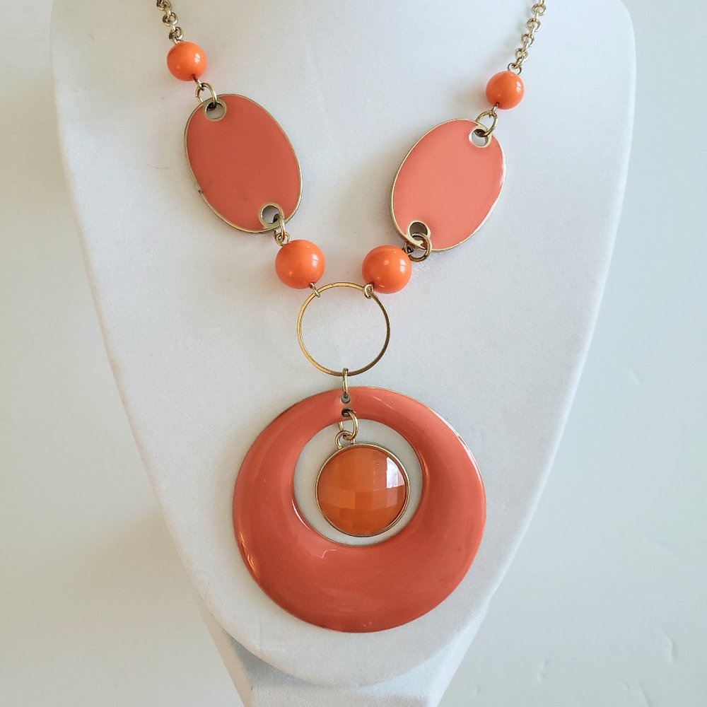 Peach Metal Modern Necklace
